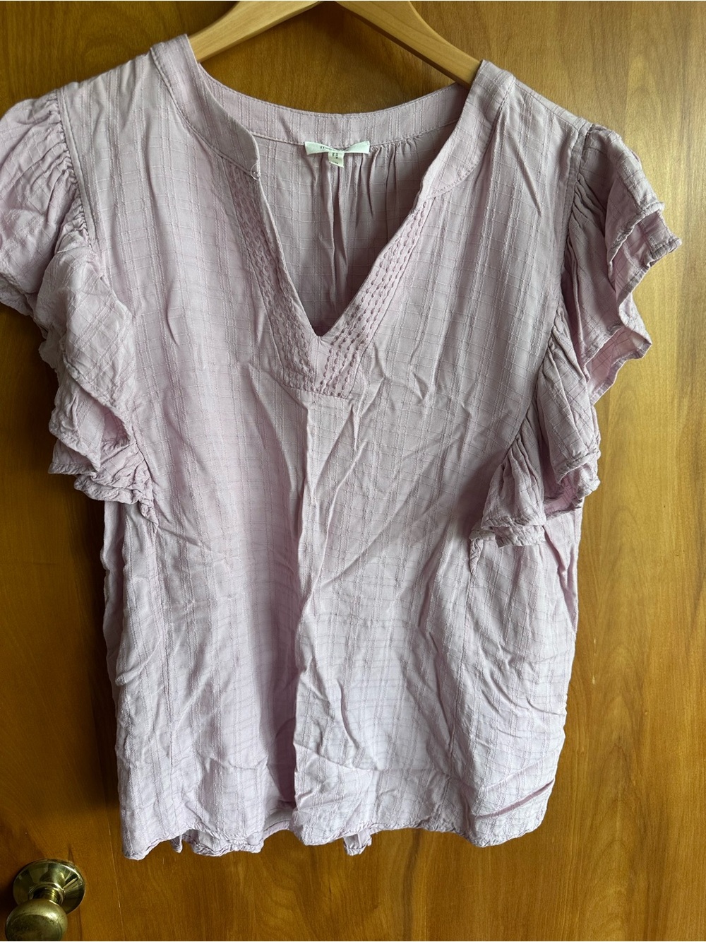 Maurices Light Lavender v neck Ruffle Sleeve Blouse